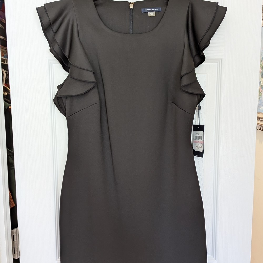 Elegant Black Ruffle Sleeve Dress